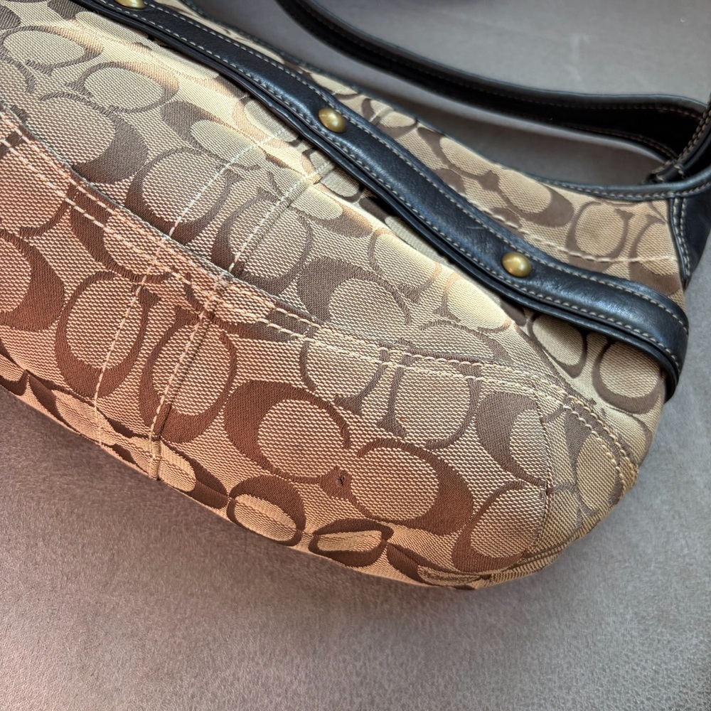 Vintage Coach Signature Brown Black Shoulder Monogrammed Ergo Hobo Bag Y2K - Picture 12 of 17